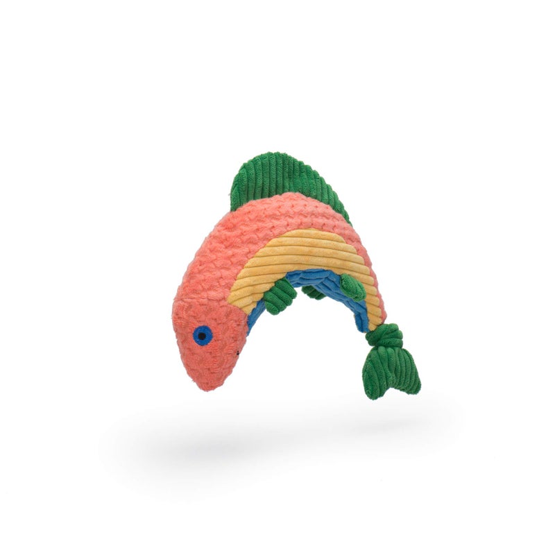 HuggleHounds SAGEFINDS HugglehoundsÂ® Trout KnottieÂ® Tuffut Dog Toy | Squeaky Chew Toy | Plush Crinkle Toy | Small, Medium, Large Size Dogs - Image 1